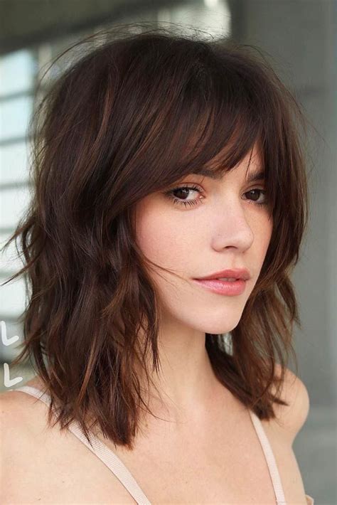 cute medium haircuts with bangs|More.